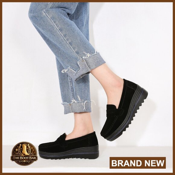 Platform Loafers Slip-On Comfortable Walking Shoes Business Casual - Picture 7 of 7